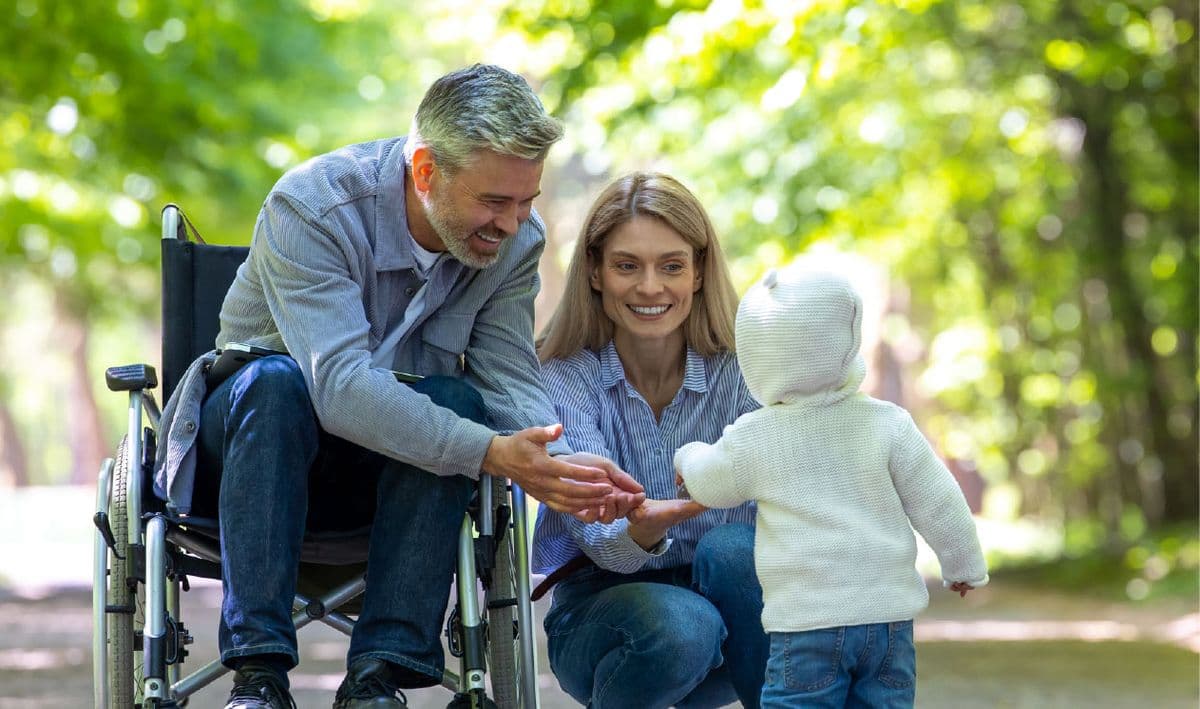 Two people having a conversation outdoors