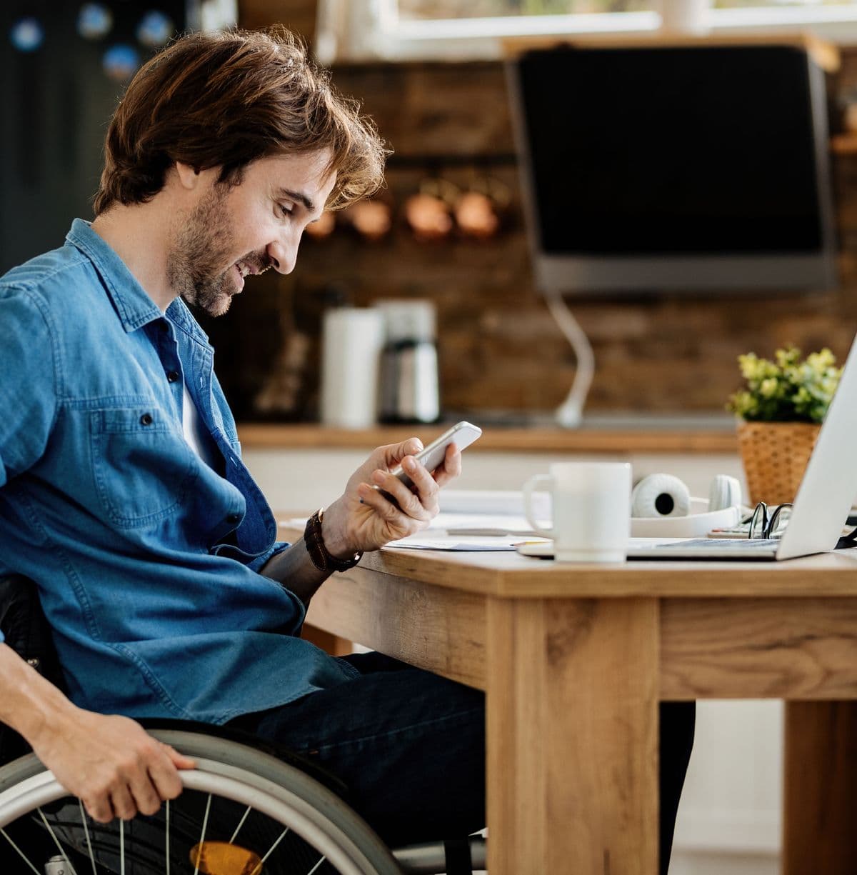 Person managing their care on phone